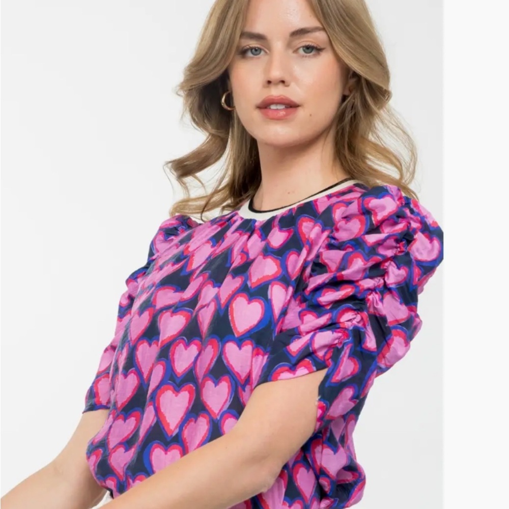 THML Pink and Purple Heart Blouse - Picture 6 of 7